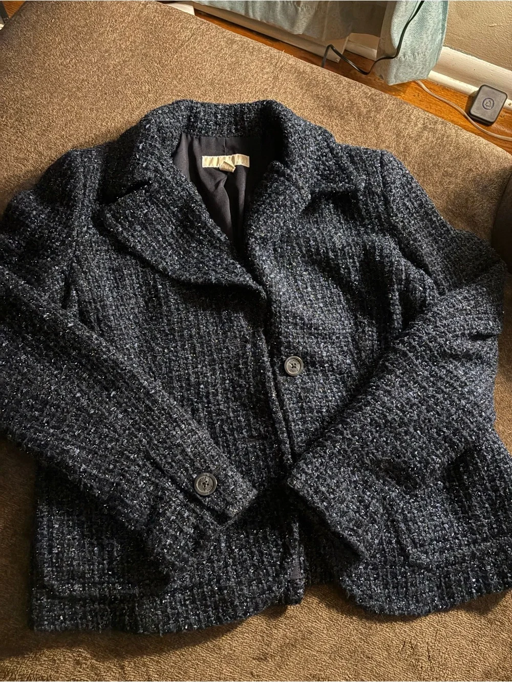 Michael Kors Dark Navy Bouclé Blazer Jacket